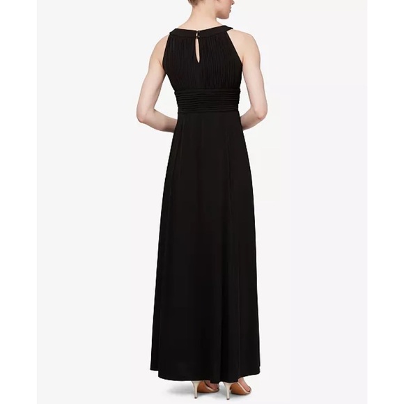 SL Fashions Black Pleated Maxi Dress Size 4 - Picture 2 of 2